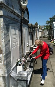 Lisa at cemetery